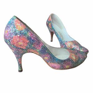 Vintage Troylings Floral Glittery Pumps